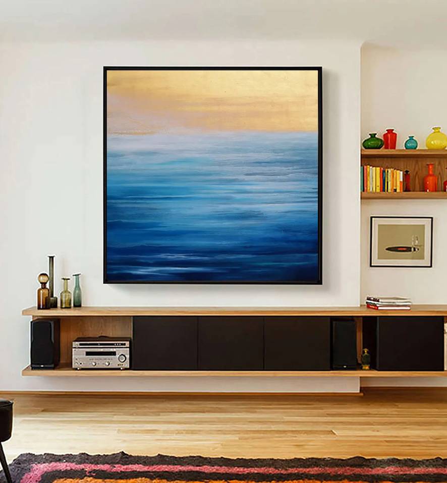 Entryway Ocean Sunset - extra large gold wall art for bedroom